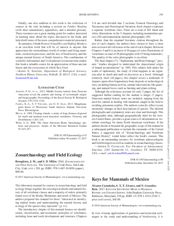 (PDF) Zooarchaeology and Field Ecology Jack Broughton Academia.edu