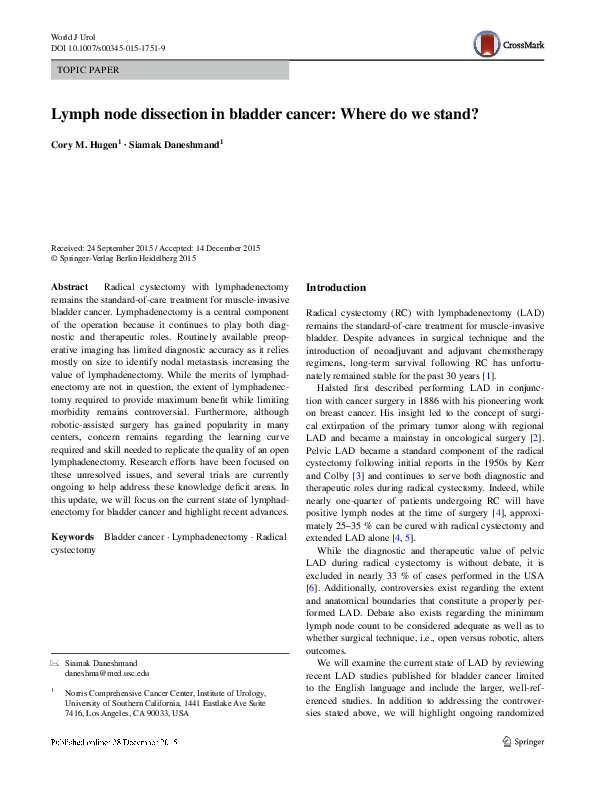 (PDF) Lymph node dissection in bladder cancer: Where do we stand?