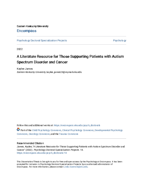 (PDF) A Literature Resource for Those Supporting Patients with Autism ...