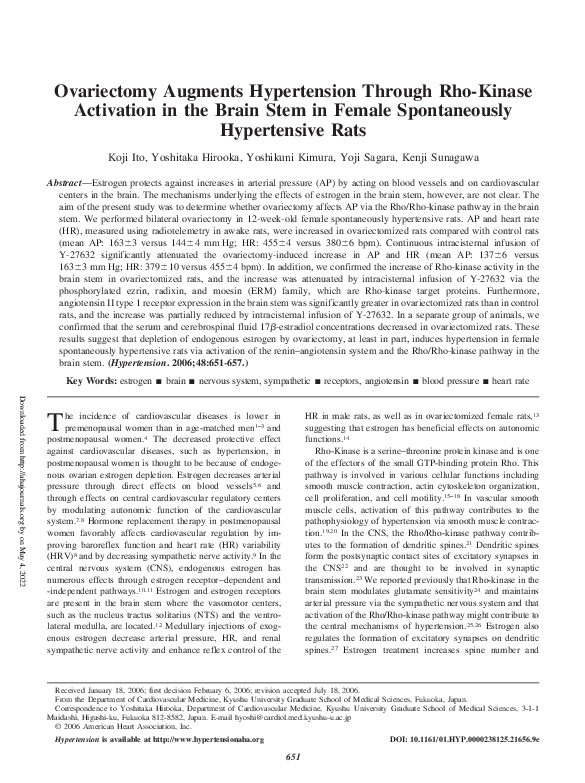 (PDF) Ovariectomy Augments Hypertension Through Rho-Kinase Activation ...