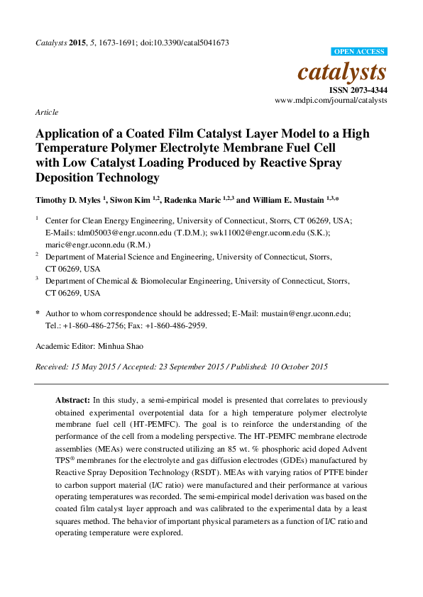 (PDF) Application of a Coated Film Catalyst Layer Model to a High ...