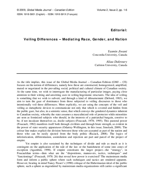 (PDF) Veiling DifferencesMediating Race, Gender, and Nation Yasmin