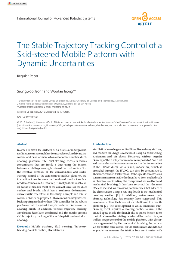 (PDF) The Stable Trajectory Tracking Control of a Skid-Steered Mobile ...