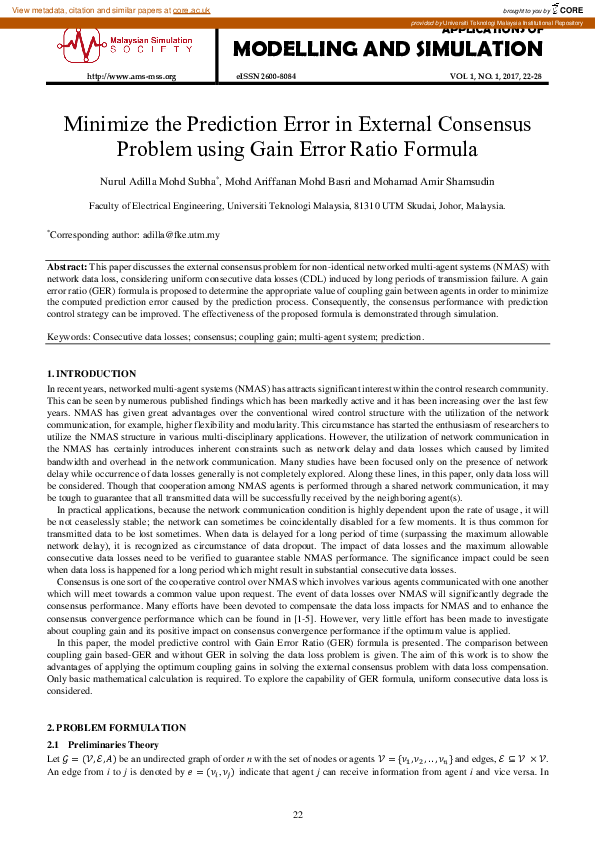 (PDF) Minimize the Prediction Error in External Consensus Problem using ...