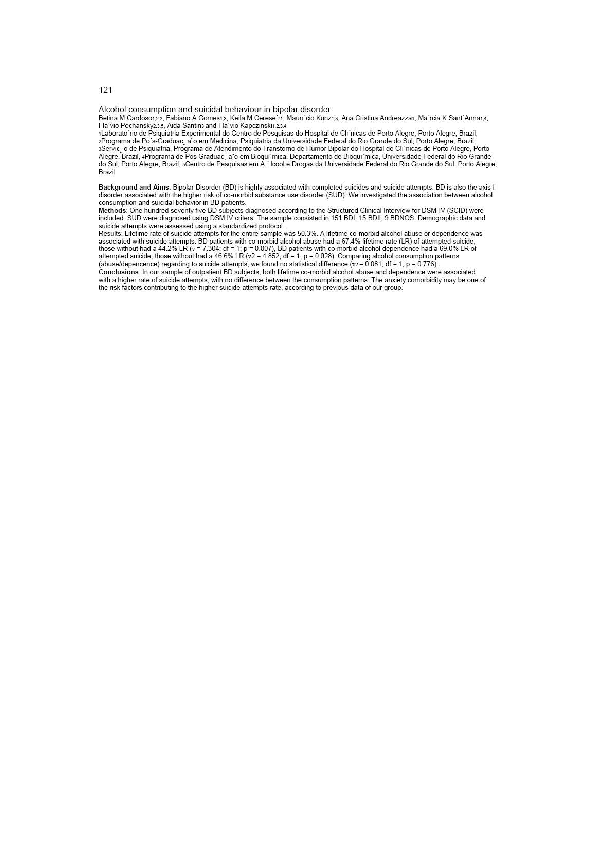 (PDF) Alcohol consumption and suicidal behaviour in bipolar disorder