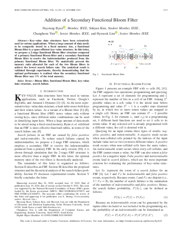 (PDF) Addition of a Secondary Functional Bloom Filter