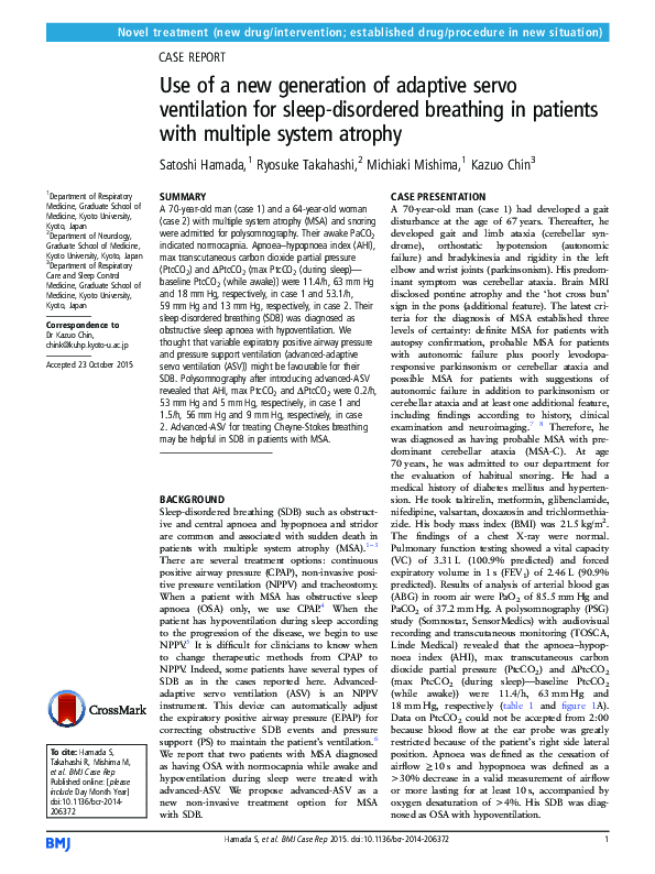 (PDF) Use of a new generation of adaptive servo ventilation for sleep ...