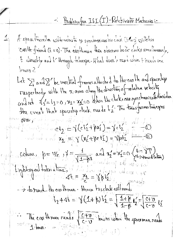 (PDF) Some Problems on Relativistic Mechanics