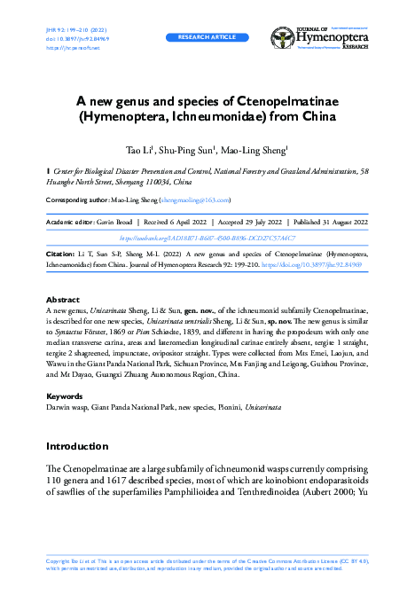 (PDF) A new genus and species of Ctenopelmatinae (Hymenoptera ...
