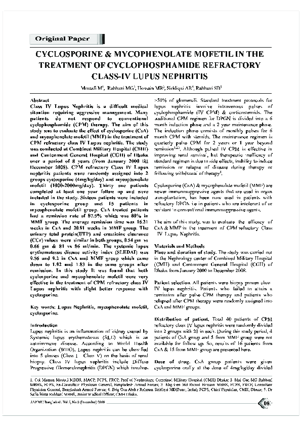 (PDF) Cyclosporine & Mycophenolate Mofetil in the Treatment of ...