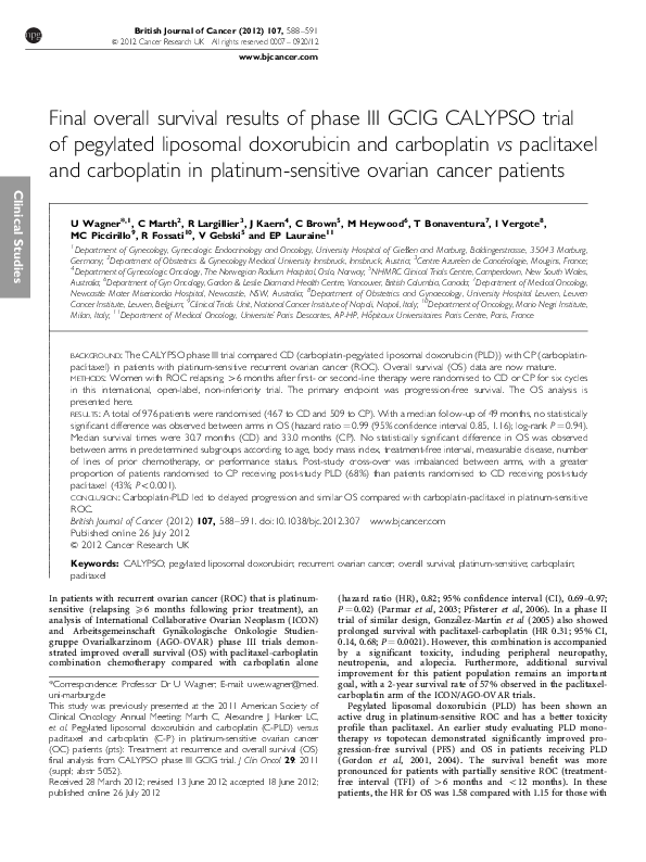 (PDF) Final overall survival results of phase III GCIG CALYPSO trial of ...