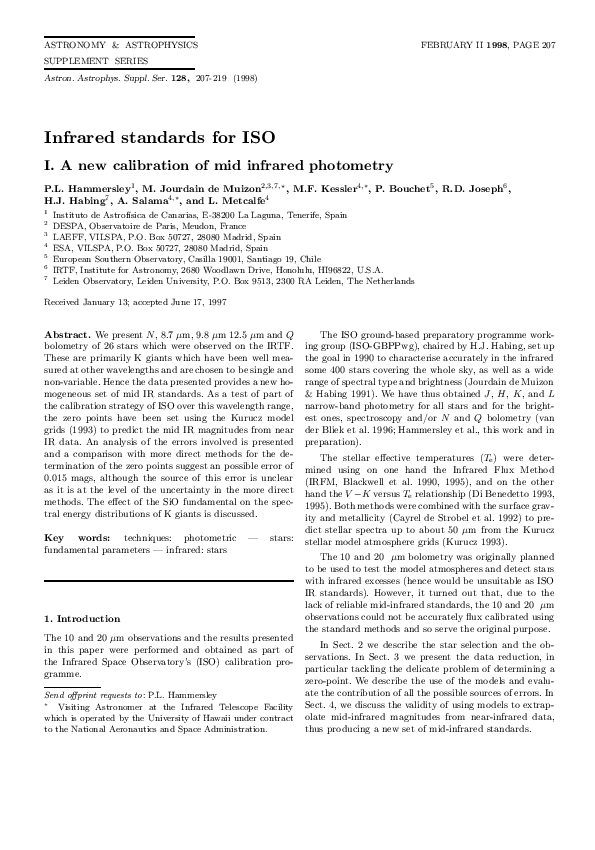(PDF) Infrared standards for ISO