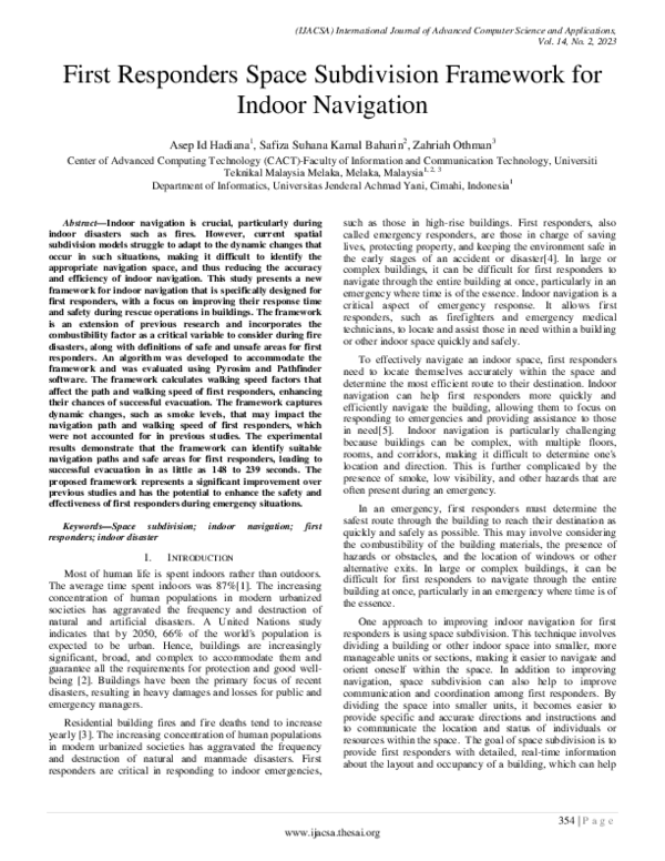 (PDF) First Responders Space Subdivision Framework for Indoor Navigation