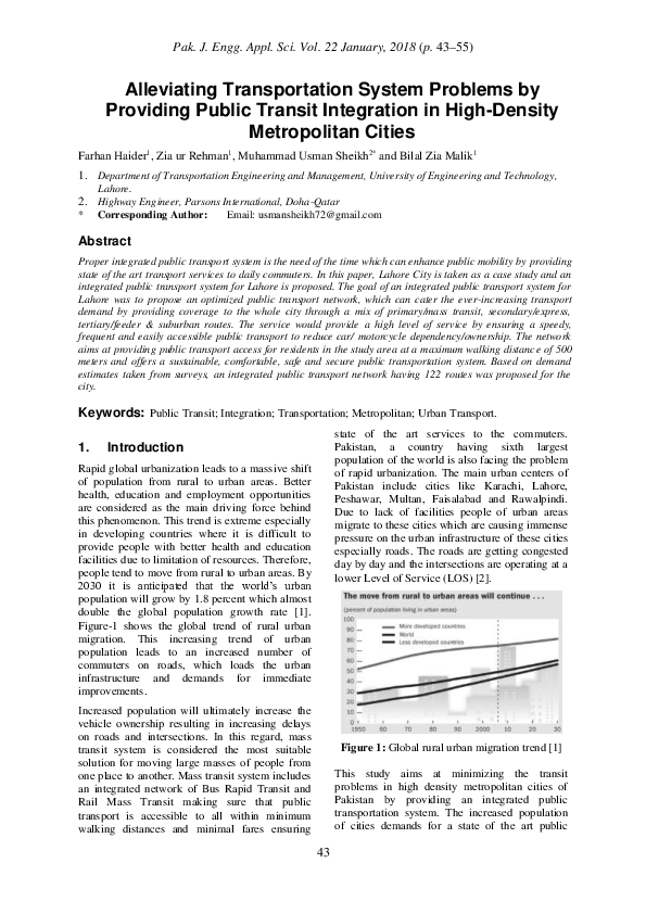 (PDF) Alleviating Transportation System Problems by Providing Public ...