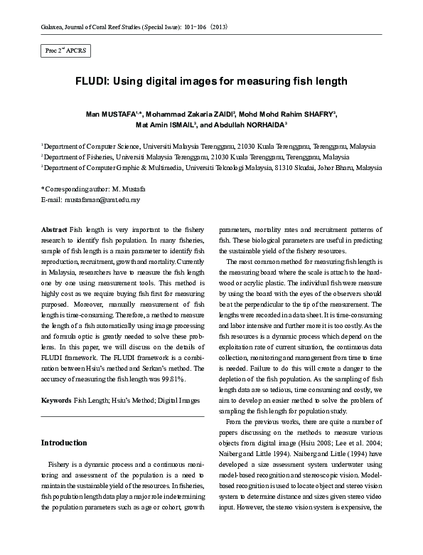 (PDF) FLUDI: Using digital images for measuring fish length