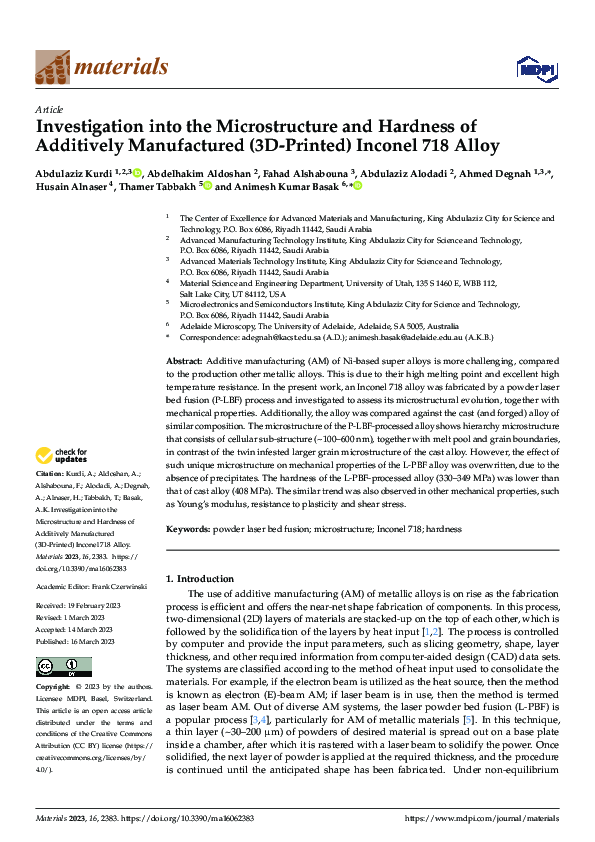 (PDF) Investigation into the Microstructure and Hardness of Additively ...
