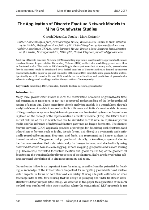 (PDF) The Application of Discrete Fracture Network Models to Mine ...