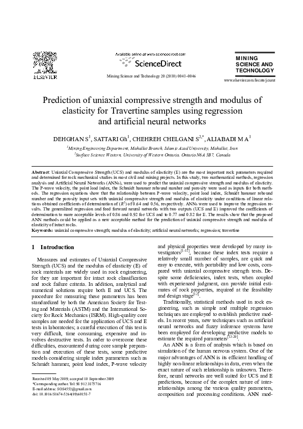 (PDF) Prediction of uniaxial compressive strength and modulus of ...
