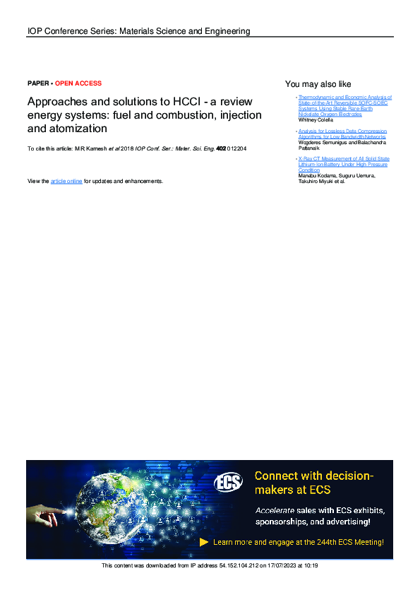(PDF) Approaches and solutions to HCCI - a review energy systems: fuel ...