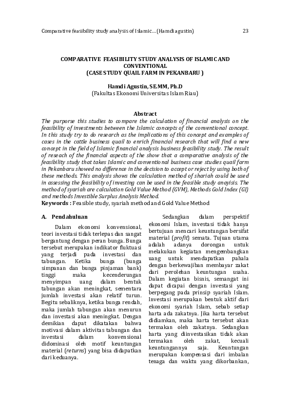 (PDF) Comparative Feasibility Study Analysis Of Islamic And Conventional