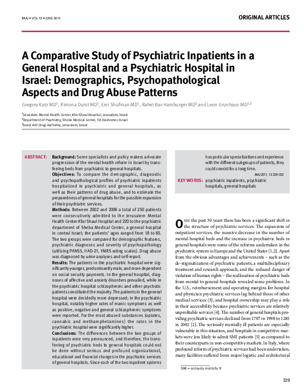 (PDF) A comparative study of psychiatric inpatients in a general ...