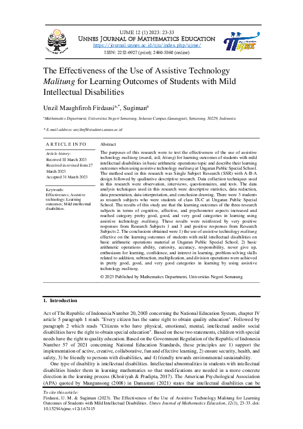 (PDF) The Effectiveness of the Use of Assistive Technology Malitung for ...