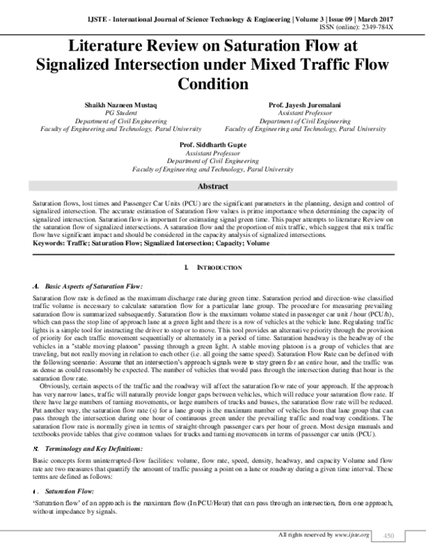 (PDF) Literature Review on Saturation Flow at Signalized Intersection ...