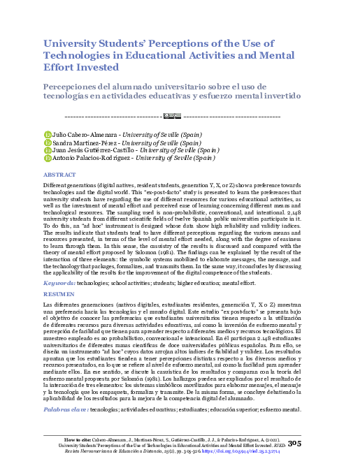(PDF) University Students’ Perceptions of the Use of Technologies in ...