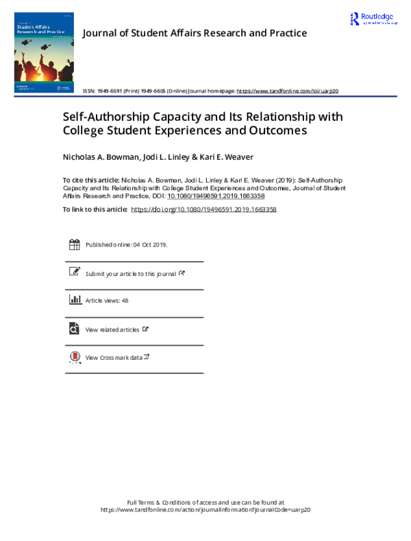 (PDF) Self-Authorship Capacity and Its Relationship with College ...