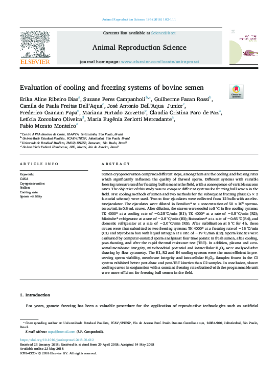 (PDF) Evaluation of cooling and freezing systems of bovine semen