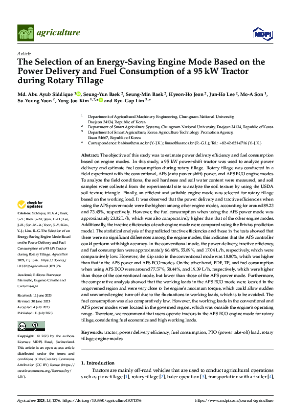 (PDF) The Selection of an Energy-Saving Engine Mode Based on the Power ...