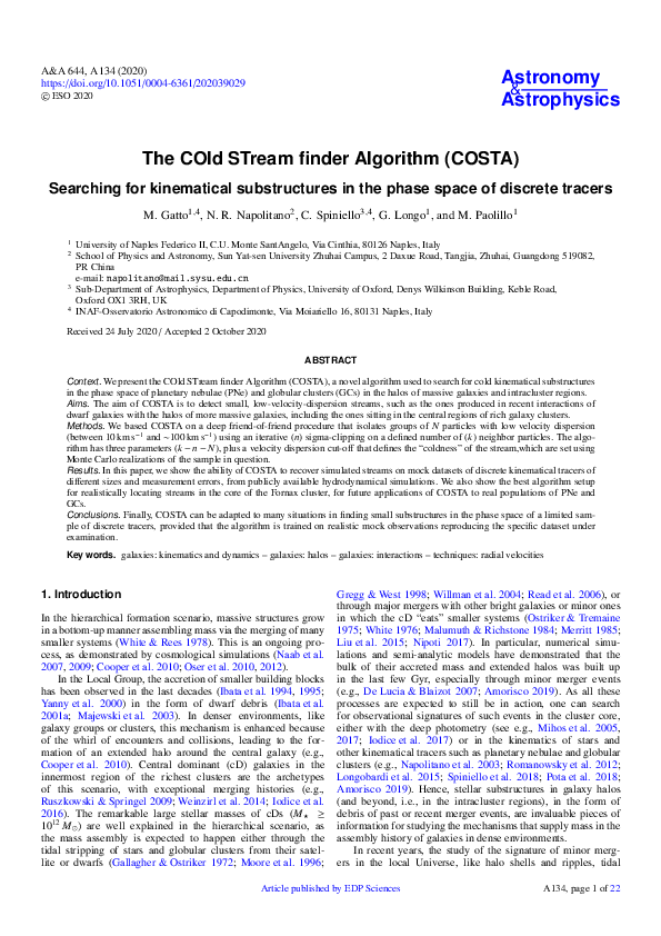 (PDF) The COld STream finder Algorithm (COSTA)