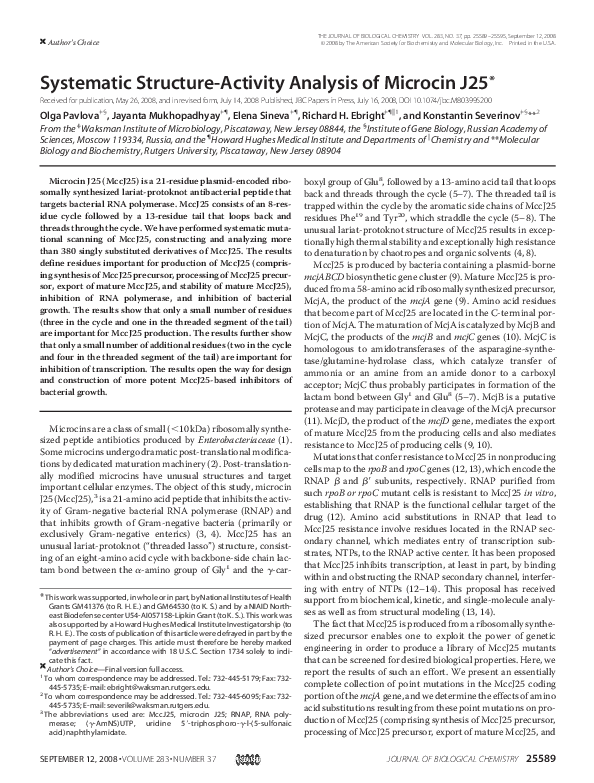 (PDF) Systematic Structure-Activity Analysis of Microcin J25