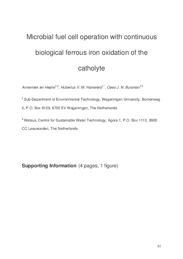 (PDF) Microbial Fuel Cell Operation with Continuous Biological Ferrous ...