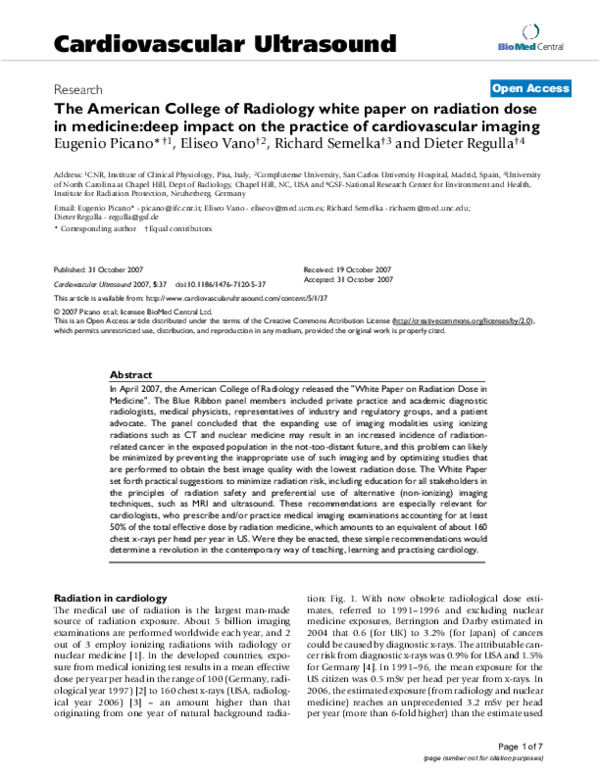 (PDF) The American College of Radiology white paper on radiation dose ...