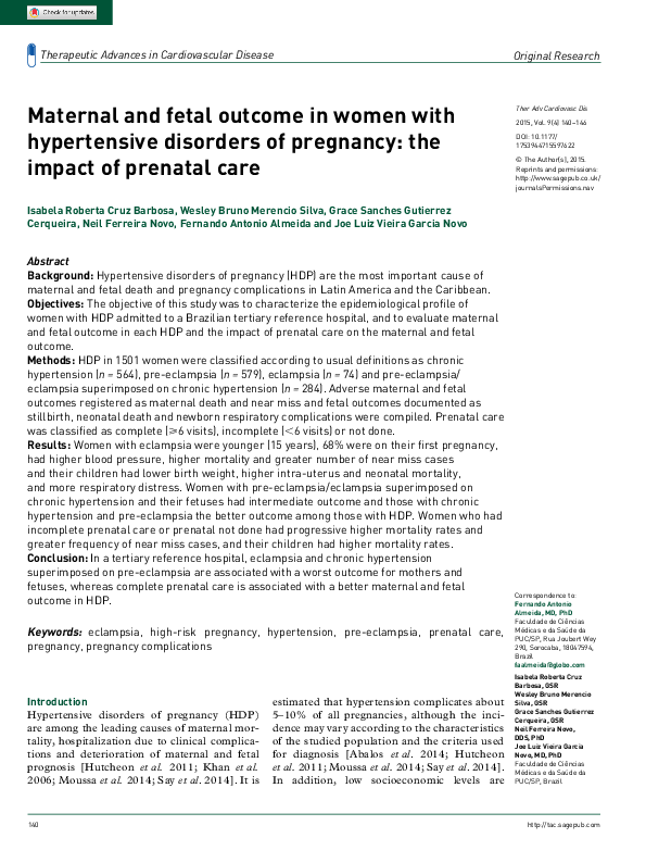 (PDF) Maternal and fetal outcome in women with hypertensive disorders ...