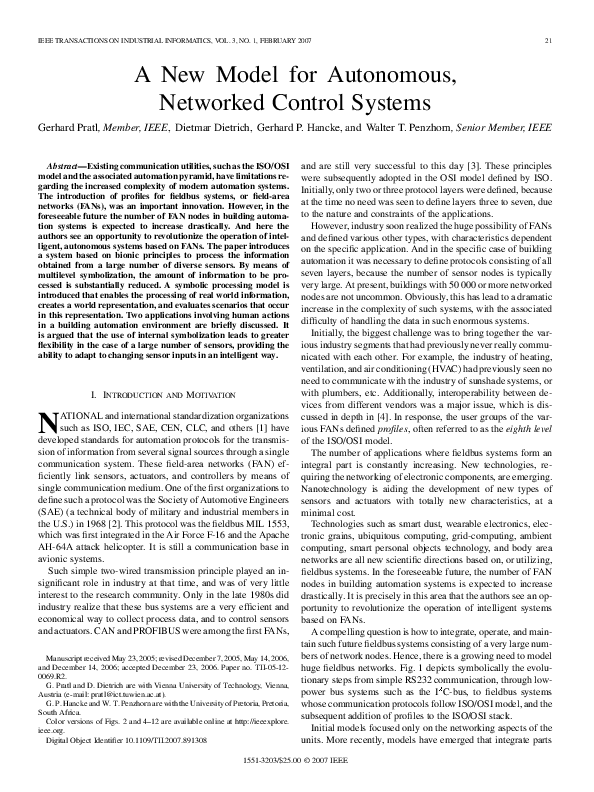 (PDF) A New Model for Autonomous, Networked Control Systems