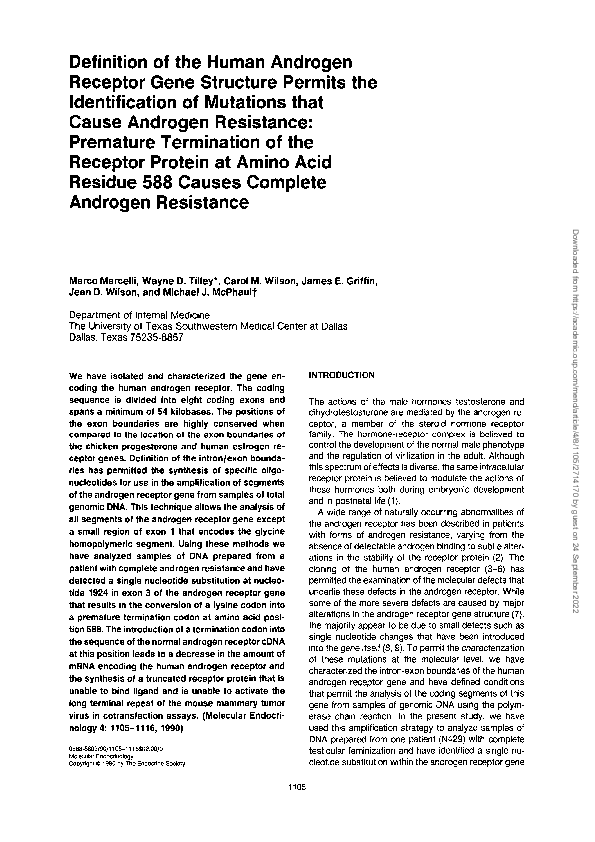 (PDF) Definition of the Human Androgen Receptor Gene Structure Permits ...