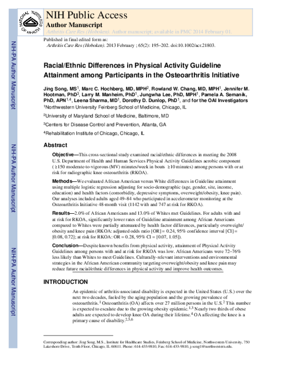 (PDF) Racial and ethnic differences in physical activity guidelines ...