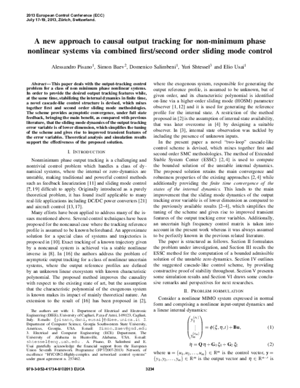 (PDF) A new approach to causal output tracking for non-minimum phase ...