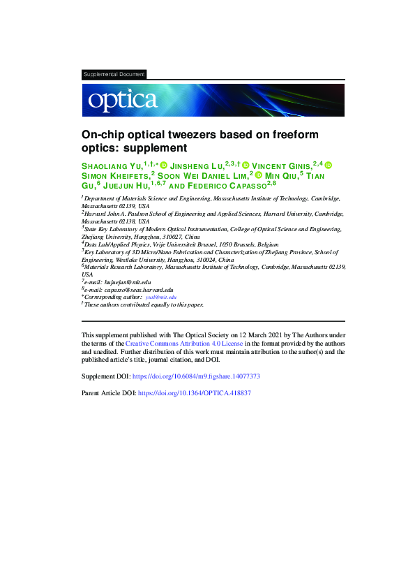 (PDF) Supplementary document for On-chip optical tweezers based on free ...