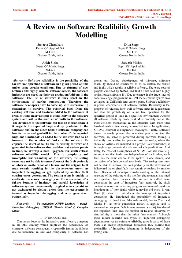 (PDF) A Review on Software Realibility Growth Modelling