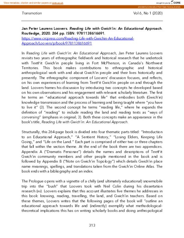 (PDF) Reading Life with Gwich’in: An Educational Approach (Jan Peter ...