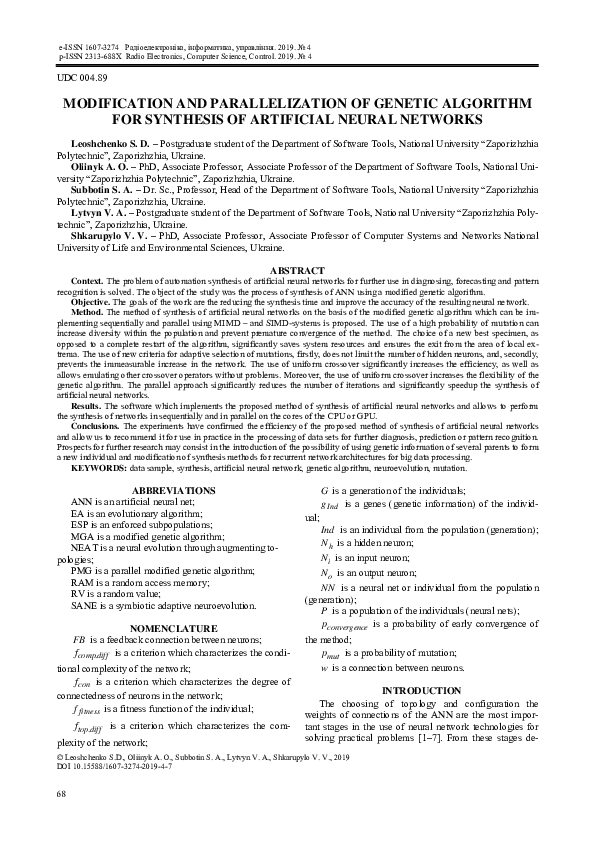 (PDF) Modification and Parallelization of Genetic Algorithm for ...