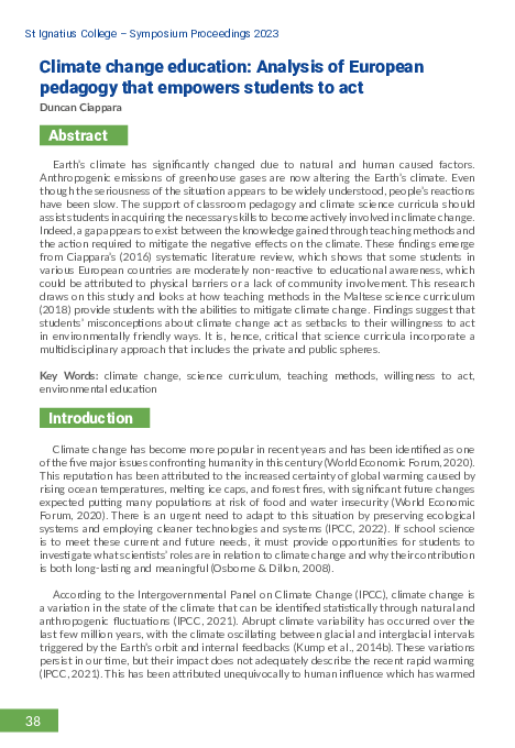 (PDF) Climate change education: Analysis of European pedagogy that ...