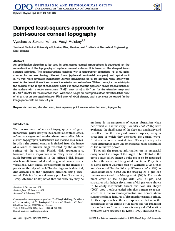 (PDF) Damped least-squares approach for point-source corneal topography ...