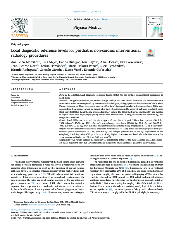 (PDF) Local diagnostic reference levels for paediatric non-cardiac ...