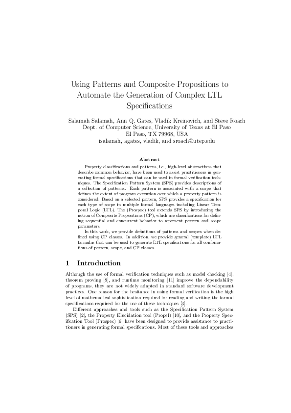 (PDF) Using Patterns and Composite Propositions to Automate the ...