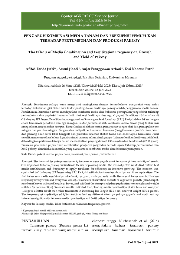 (PDF) Effects of Media Combination and Fertilization Frequency on ...