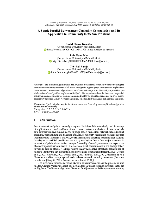 (PDF) A Spark Parallel Betweenness Centrality Computation and its ...